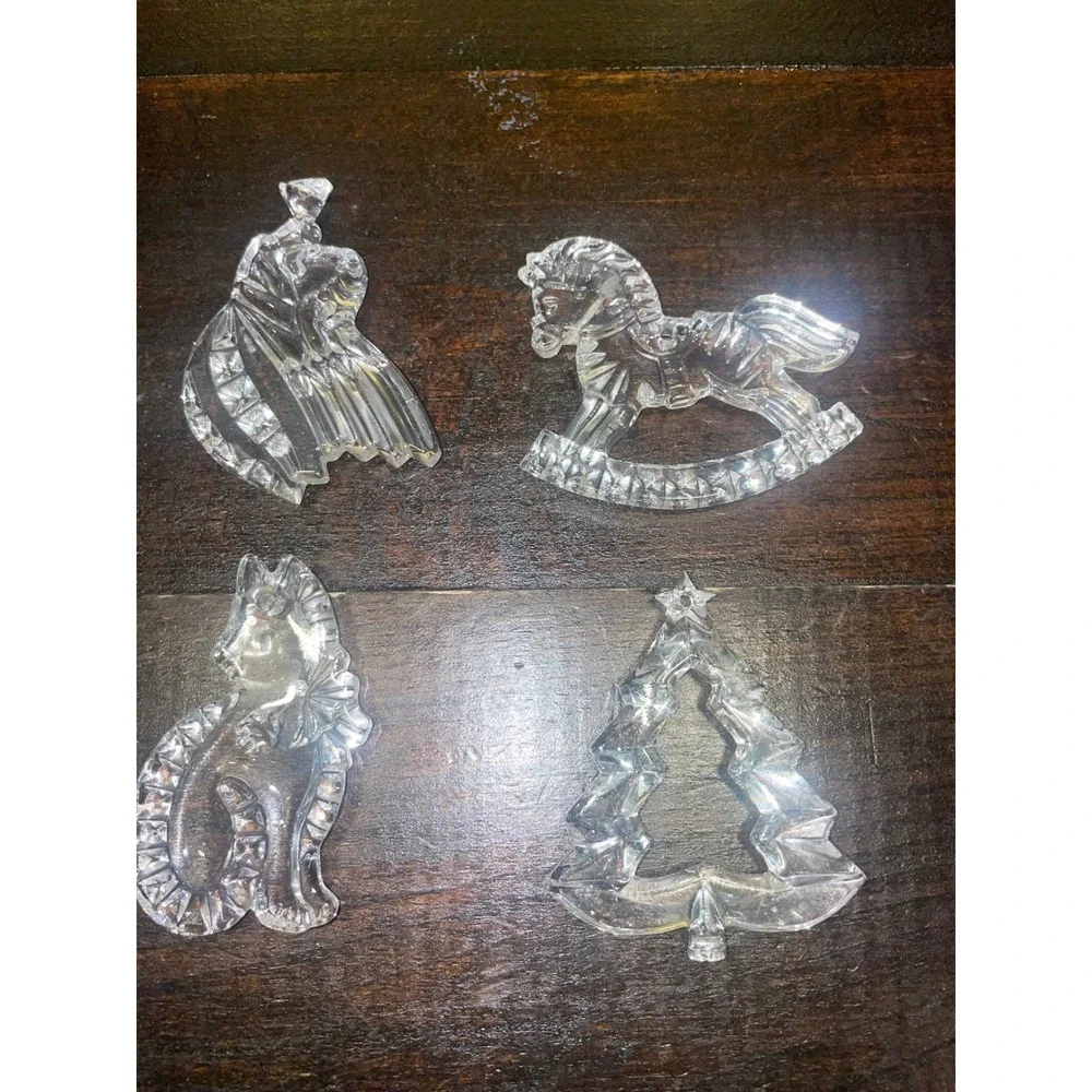 Vintage Clear Glass Christmas Ornaments - Angel, Bell,‎ Tree, Horse